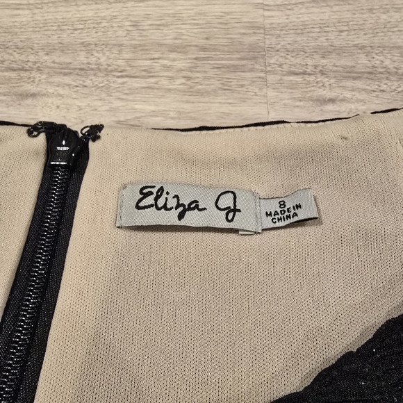 ELIZA J Embellished Sparkle Cocktail Fit & Flare Sleeveless Jeweled Dress BLK  8 - Picture 11 of 16